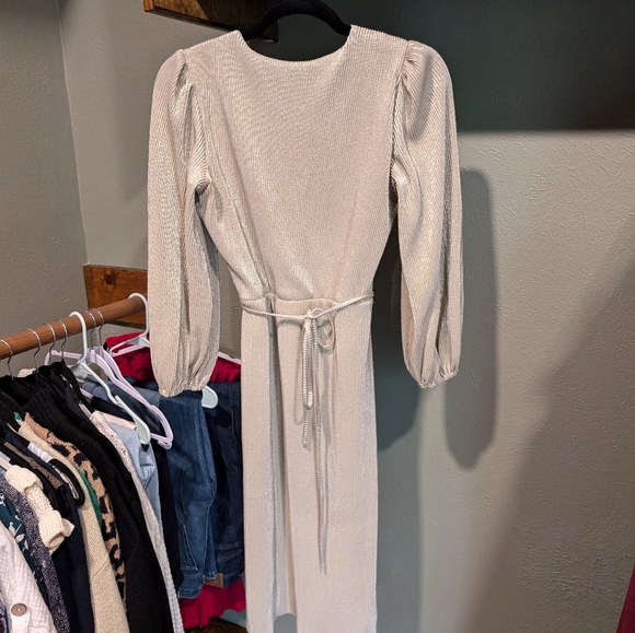 Gold Shimmer Pleated Dress - Picture 4 of 4